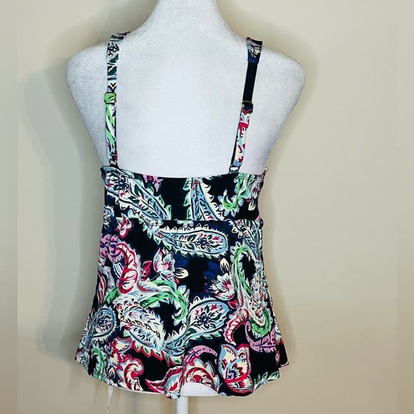 Liz Claiborne High-Neck Floral Built in bra Tankini Swim Top – Size XL - Picture 3 of 7